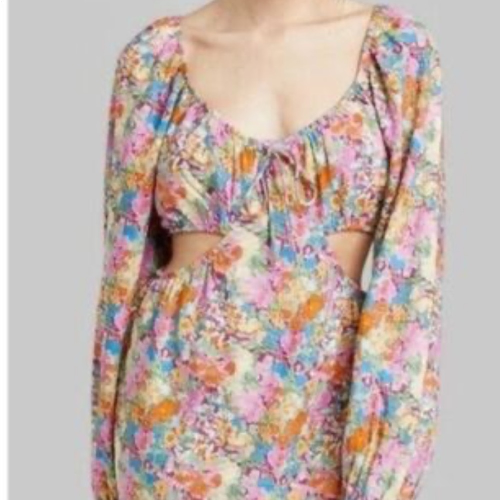 Side cut out floral dress